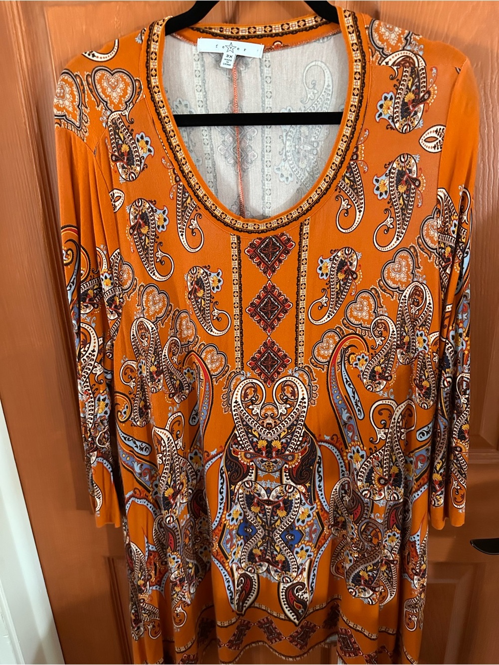 Orange Paisley Swing Top size 3x with Scoop Neck